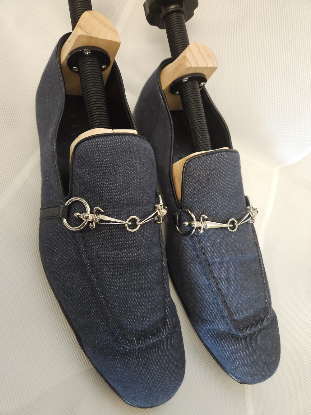 Paciotti Men's Navy Denim Loafers with Silver Bit Detail